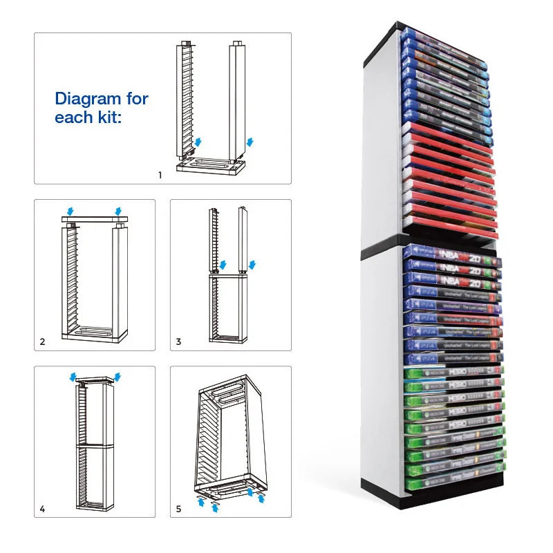DATA FROG Universal Gaming Disc Storage Box - Double-Layer Holder for PS5, PS4, Xbox Series X, and Nintendo Switch