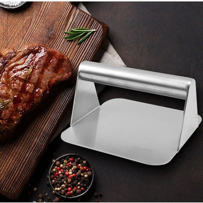 430 Stainless Steel Hamburger Meat Press | Circular Square Burger Press Kitchen Tool | Meat Press Plate - 1PC