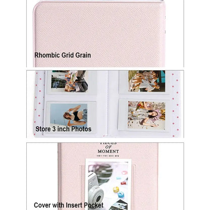 64 Pockets Instant Camera Photo Album - 3-Inch Pictures Storage Case for Fujifilm Instax Mini 12/11/9, Stamps Tickets Cards