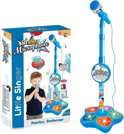 Kids Karaoke Machine with Microphone and Stand - Singing Musical Toy with Flashing Lights, Perfect for Boys and Girls Parties