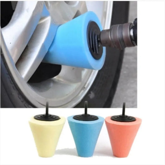 Car Tyre Foam Polishing Sponge: Buffing Pad for Car Polisher - Tire and Wheel Hub Polishing Tool, Cone-Shape Design