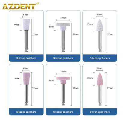 AZDENT Dental Composite Polishing Kit: 12PCS/Box RA 2.35mm Polisher - Low Speed Handpiece Porcelain & Natural Teeth Nail Polishing Set