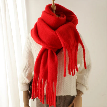 Warm Cashmere Winter Scarf for Women - Thick Pashmina Shawl with Tassels, Soft Long Poncho Wrap