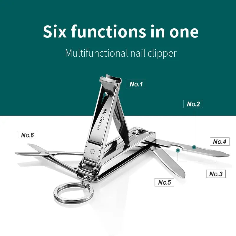 MR.GREEN Multifunctional Nail Clippers - Six Functions, Nail Files, Bottle Opener, Small Scissor, Stainless Steel Nail Cutter