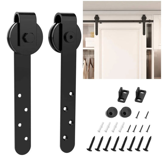 Mini Sliding Barn Door Hardware Kit: Top-Mounted Hanging Rail Hanger Track - Steel Closet Door Roller Rail for Single Doors