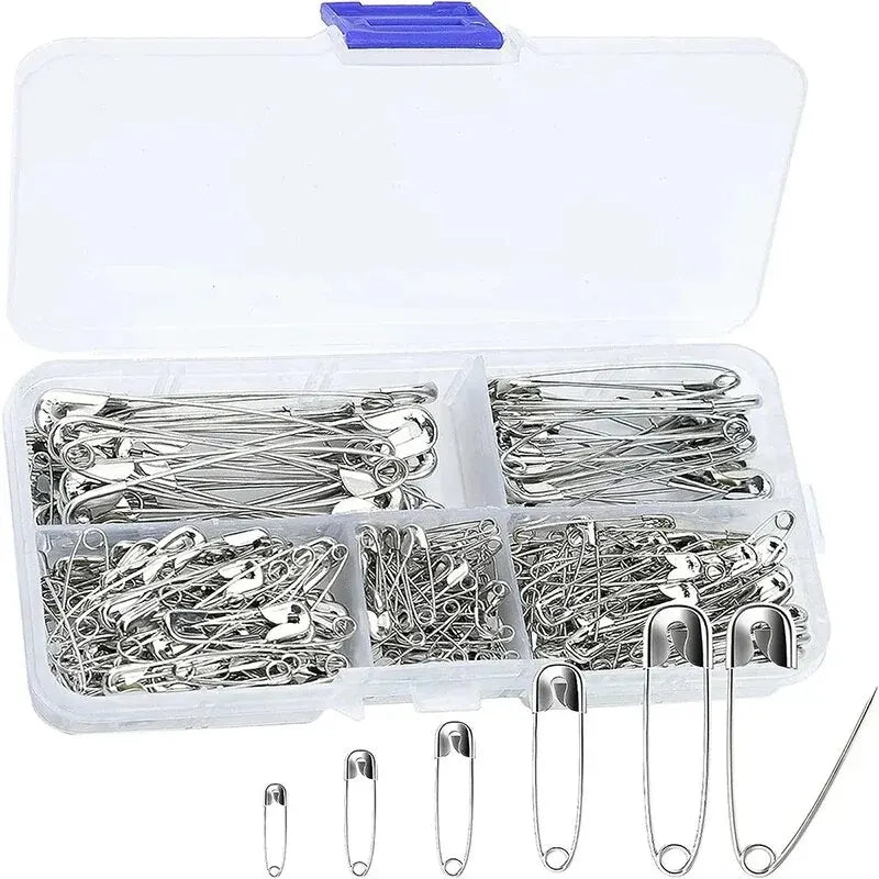 220Pcs Safety Pins - Assorted Sizes, Large and Small, High Strength Steel Wire, Gold and Silver for Clothes Sewing