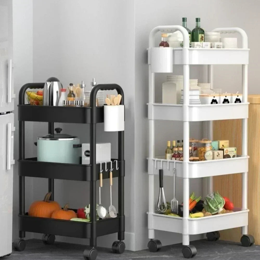 Household Kitchen Organizer Trolley - Mobile Storage Rack Cart with Wheels - Multifunctional Home Accessories - Multi-Storey Bookshelf