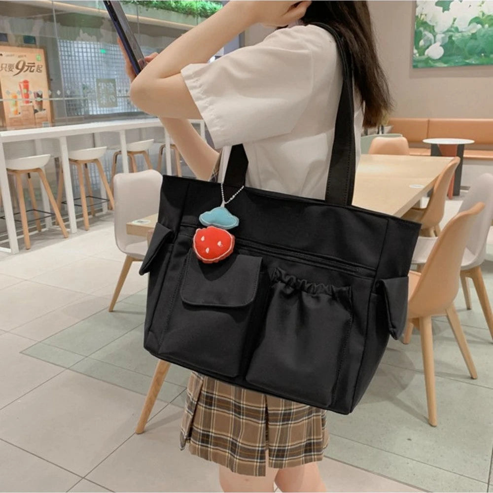 Nylon Messenger Bag for Women: Preppy Student Book Bag, Shoulder Bag - Commuter Handbag