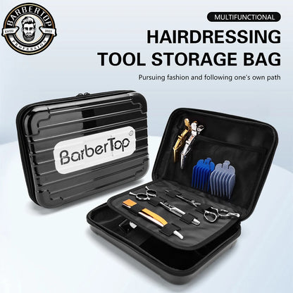 Barber Box: Shockproof Hair Scissors Case Bag for Barber Resistance Trimmer - Waterproof High-Capacity Styling Tool Suitcase