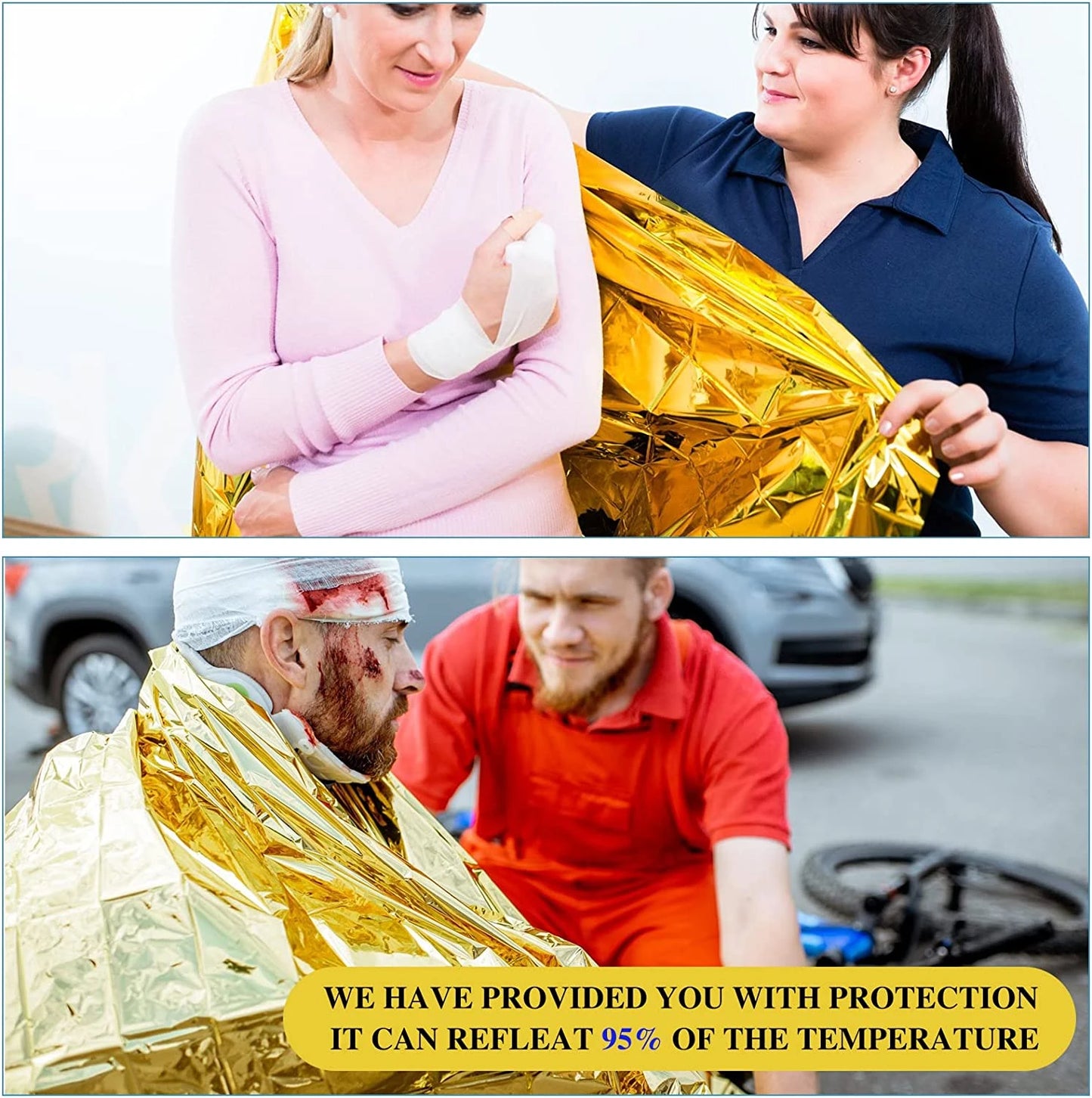 Outdoor Emergency Survival Blanket: Waterproof Gold-Silver First Aid Rescue Curtain Foil Thermal Military Blanket 130X210Cm