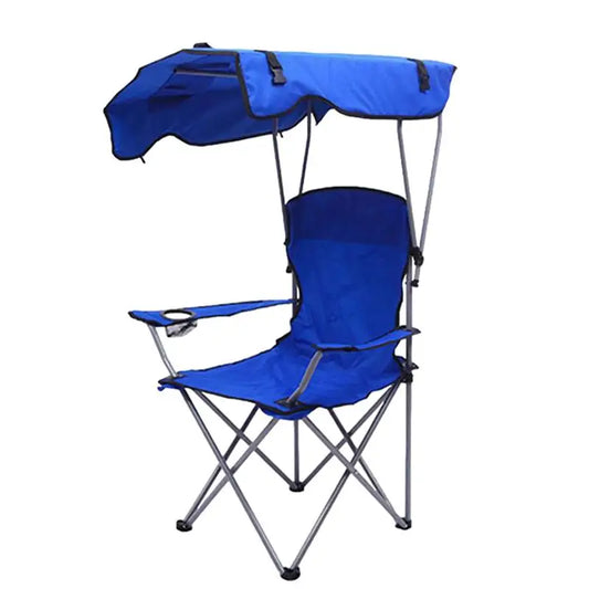 Folding Portable Recliner Chair with Canopy Shade: Thick & Comfortable Anti-Slip Beach Chair