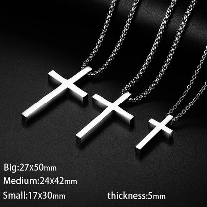 Stainless Steel Cross Pendant Necklace - Minimalist Silver Jewelry for Men and Women, Unisex Choker