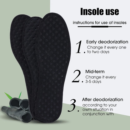 Revitalize Your Steps: Bamboo Charcoal Deodorant Insoles - Breathable, Sweat-Absorbent Shoe Pads for Men's Running Sports - Lightweight Inserts by Brioche