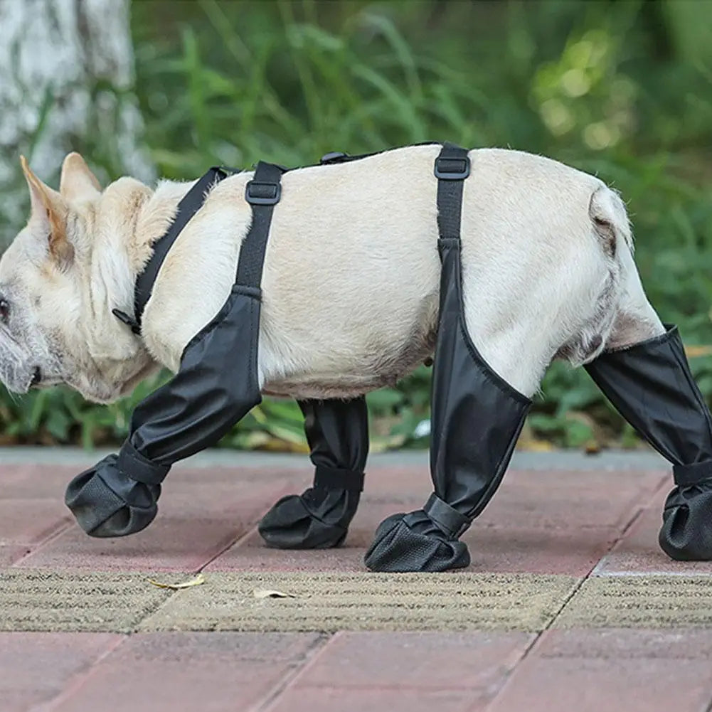 Waterproof Dog Shoes: Adjustable Boots for Rainy Days, Outdoor Walking - Soft Paw Protection for French Bulldogs