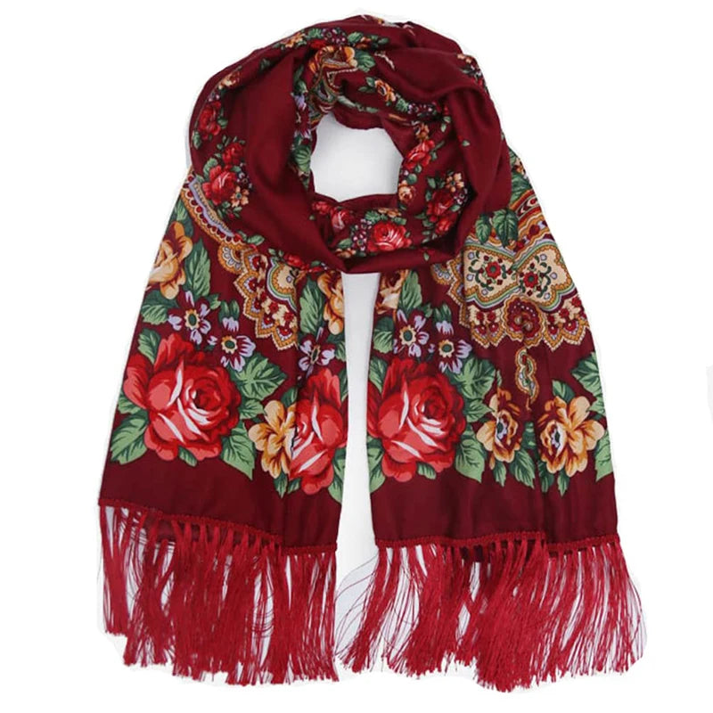 2024 Designer Print Shawls for Women - Winter Scarf Pashmina with Floral Design, Warm Hijab Wraps, Bufandas Foulard, Travel Stoles