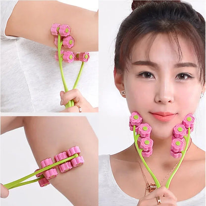 Portable Flower-Shaped Facial Massager Roller - Anti-Wrinkle Face-Lift Slimming and Relaxation Beauty Tool for Finger Massage