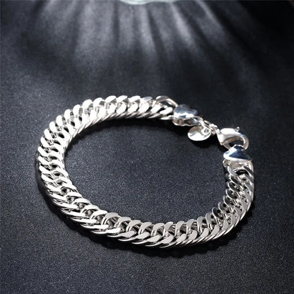 Fine 925 Sterling Silver Chain Bracelet | Solid Design for Men & Women | Noble Fashion Jewelry | Perfect Gift for Parties & Weddings