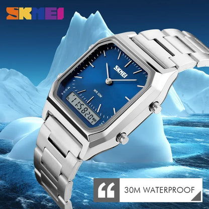 SKMEI 1220 Luxury Dual-Time Waterproof Quartz Watch for Men – Casual Sport Digital 1612 Relogio Masculino