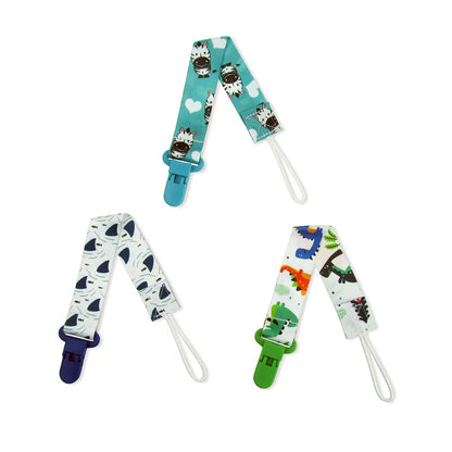 Personalized Chain Baby Pacifier Clip Set - Cartoon Print Dummy Clip Nipple Holder for Child, 3 Pcs/Set