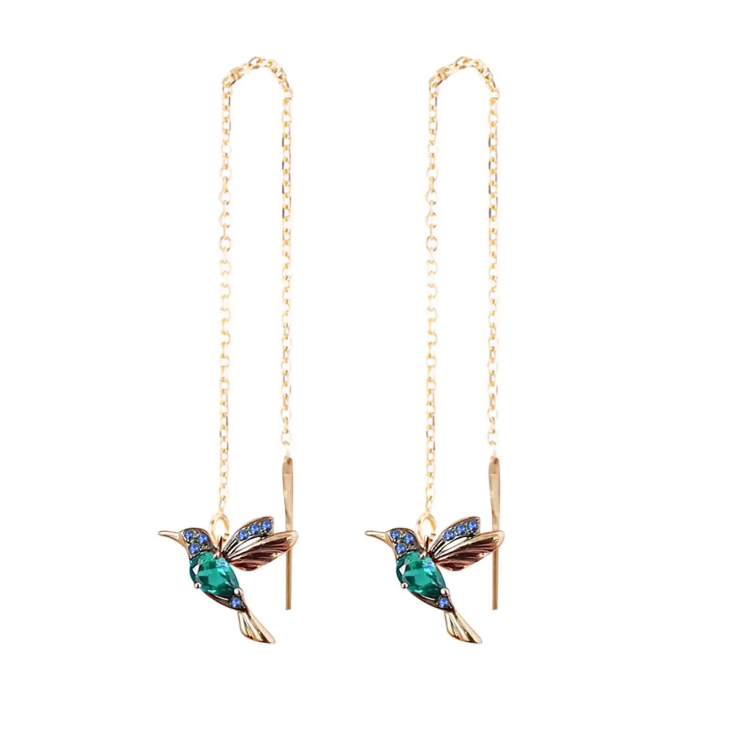 Women’s Dangle Earrings – Fashionable Wing-Spreading Zircon Hummingbird Long Pendant Earcandy – Elegant and Trendy Jewelry for Ladies