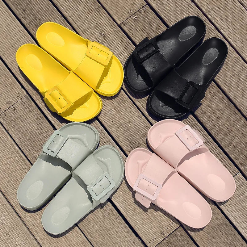 New Women's Slippers - Soft Sole Square Button Adjustable Comfortable Cool Slippers