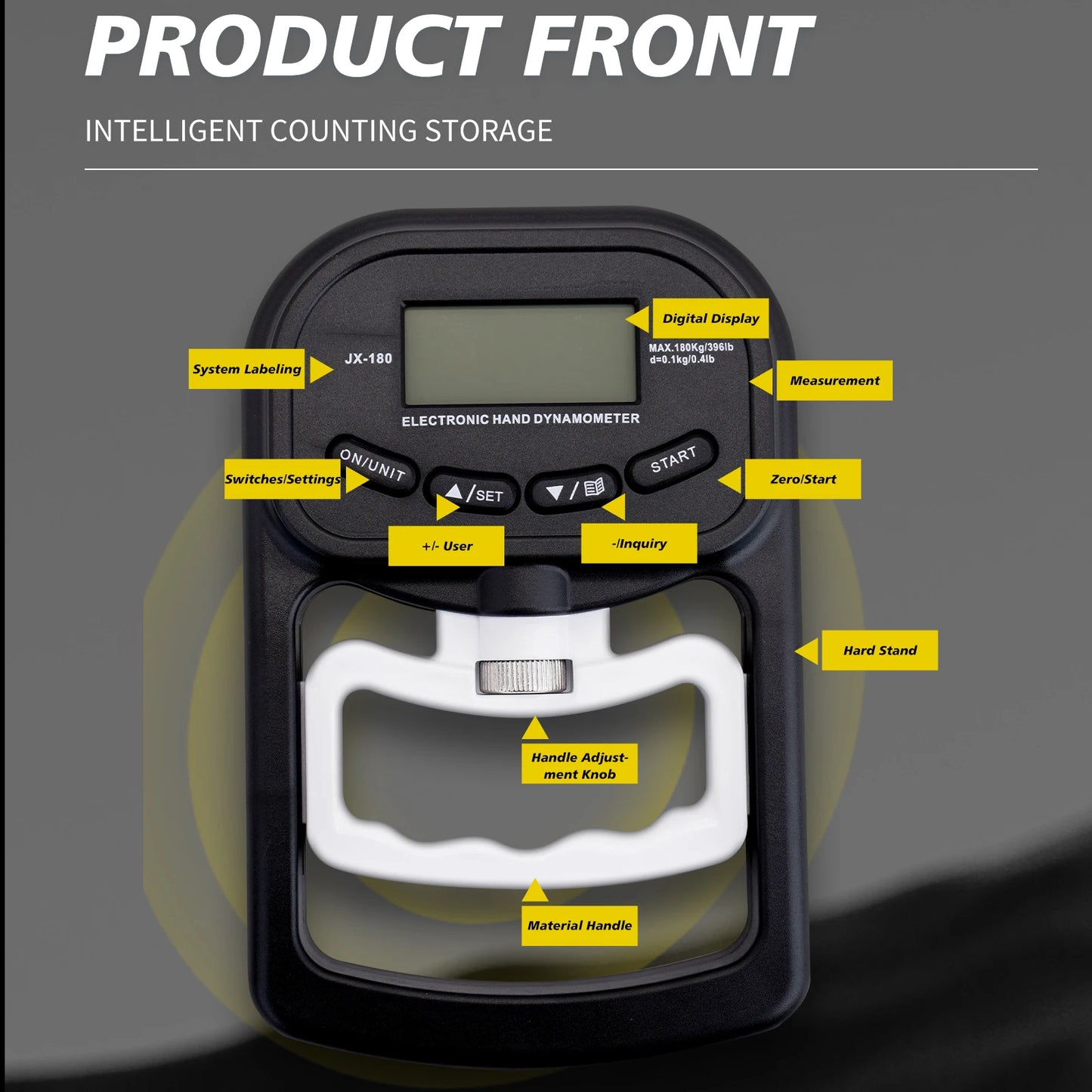 Digital Hand Dynamometer Grip Strength Trainer - Electronic Tester with USB and LCD Screen for Sports, Home, and School Use