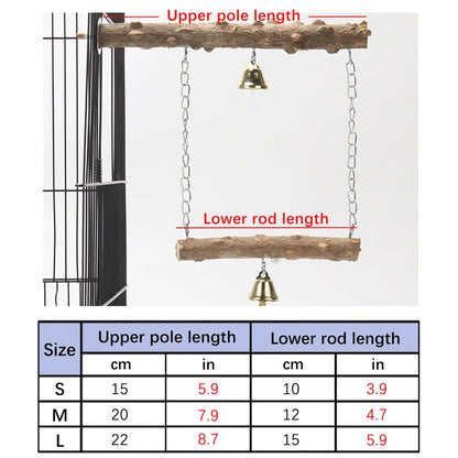 Pepper Wood Parrot Stand Pole - Double Layer Bird Toy for Claw and Beak Grinding - Bird Cage Accessories