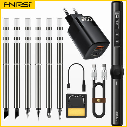 FNIRSI HS-01 Adjustable Temperature Soldering Iron - DC 24V, 80-420℃, 65W Welding Rework Station, Portable Repair Tool