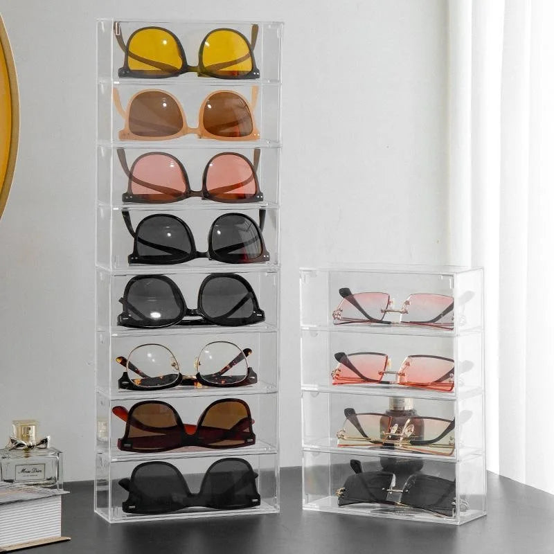 4-Layer Plastic Drawer Storage Box: Transparent Dustproof Organizer for Sunglasses, Cosmetics, Stationery, Kitchen - Desktop Storage Rack