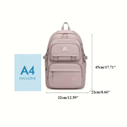 Large Capacity Waterproof Nylon Backpack - Stylish Casual Double Shoulder Bag for Students and Travel