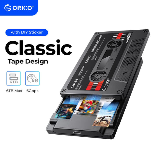 ORICO 2.5'' HDD Enclosure – SATA to USB3.0 External Hard Drive Case, 5Gbps/6Gbps Type-C with DIY Sticker