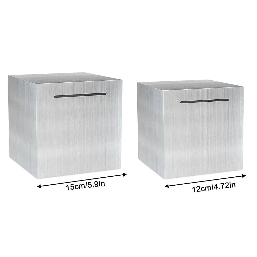 Stainless Steel Piggy Bank - Large-Capacity Coin Box with 'Only In, No Export' Design for Kids' Money Savings