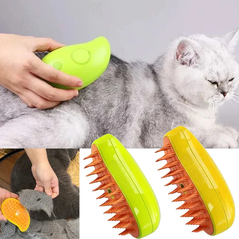 Electric Spray Cat Steam Brush | Water Spray Kitten Pet Comb for Depilation | Soft Silicone Grooming Brush for Cats