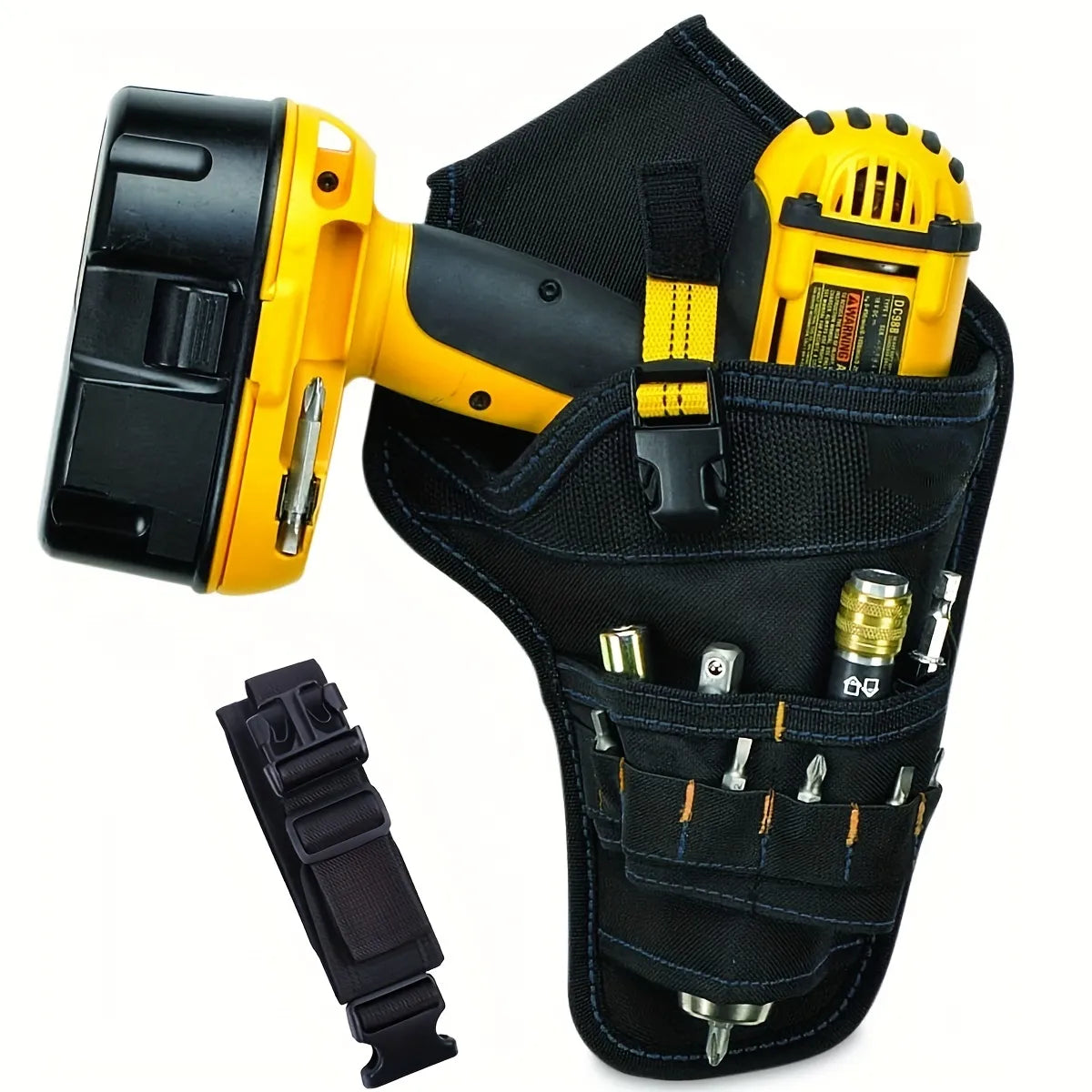 Cordless Drill Holster with Metal Clip - Power Tool Holster for Easy Attachment - Single Hook Design