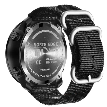 NORTH EDGE Men's Sport Digital Watch - Military Grade, Waterproof 50m with Altimeter, Barometer & Compass | Ideal for Running and Swimming