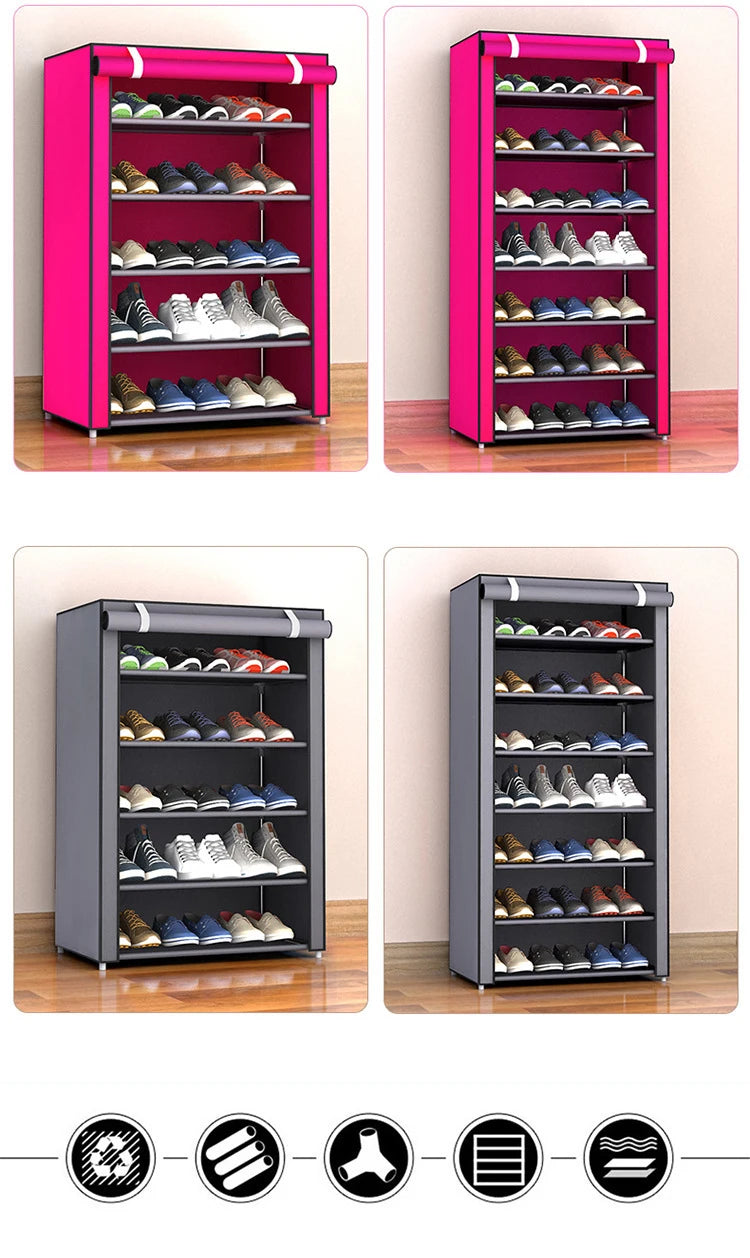 Multi-Layer Dustproof Shoe Rack - Combination Storage Cabinet for School, Dormitory, and Simple Organization