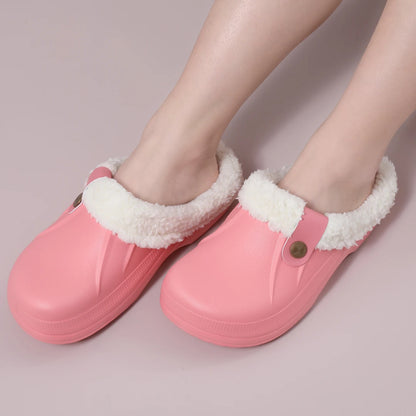 Comwarm Indoor Fuzzy Clogs Slippers - Soft Waterproof EVA Plush Garden Shoes for Men and Women, Cozy Winter House Footwear