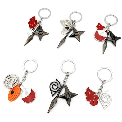 Naruto Anime Keychain - Ninja Kunai, Shuriken & Red Cloud Accessories for Car, Backpack - Perfect Gift for Fans