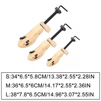 2 Way Adjustable Shoe Stretcher - Pine Wood Shoe Tree Expander for Men and Women, Available in S/M/L Sizes