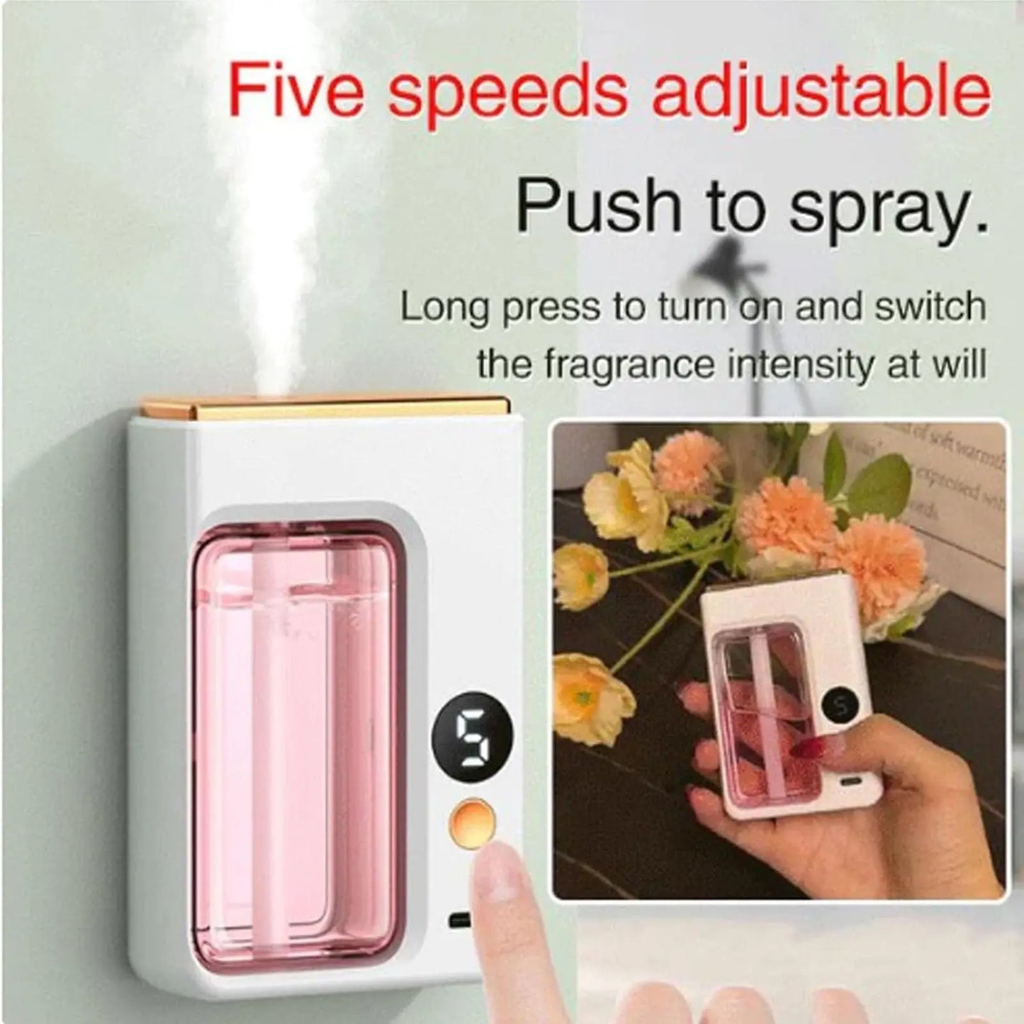 Automatic Aromatherapy Car Diffuser – Essential Oil Humidifier, Bathroom Deodorizer, Air Freshener with Display, Jasmine Scent