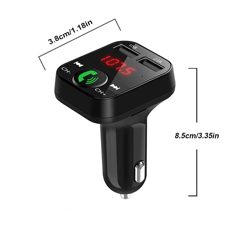 Car MP3 Bluetooth Receiver Player - Handsfree Call FM Transmitter with Card Slot - USB Multifunction Music Drive