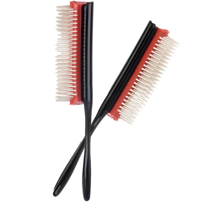 9-Row Detangling Hair Brush: Denman Detangler & Scalp Massager for Straight, Curly, Wet Hair - Professional Hair Comb