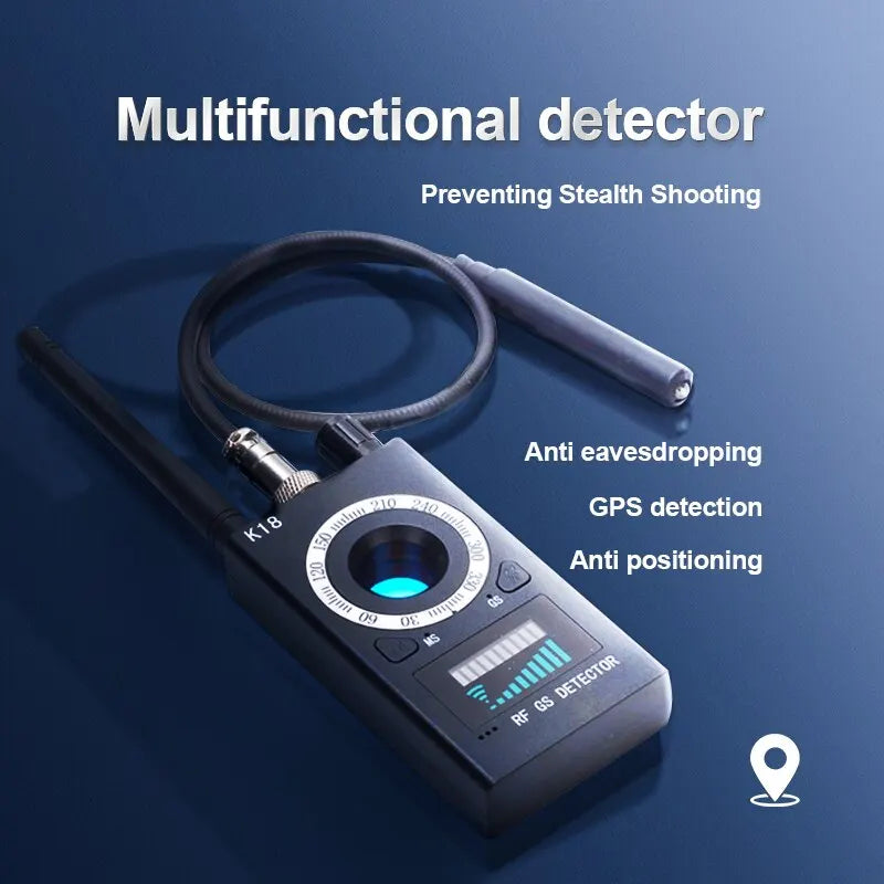 K18 Multi-Function Anti-Spy Camera Detector - Wireless Lens Device Finder, 1MHz-6.5GHz GSM Audio Bug and GPS RF Signal Tracker