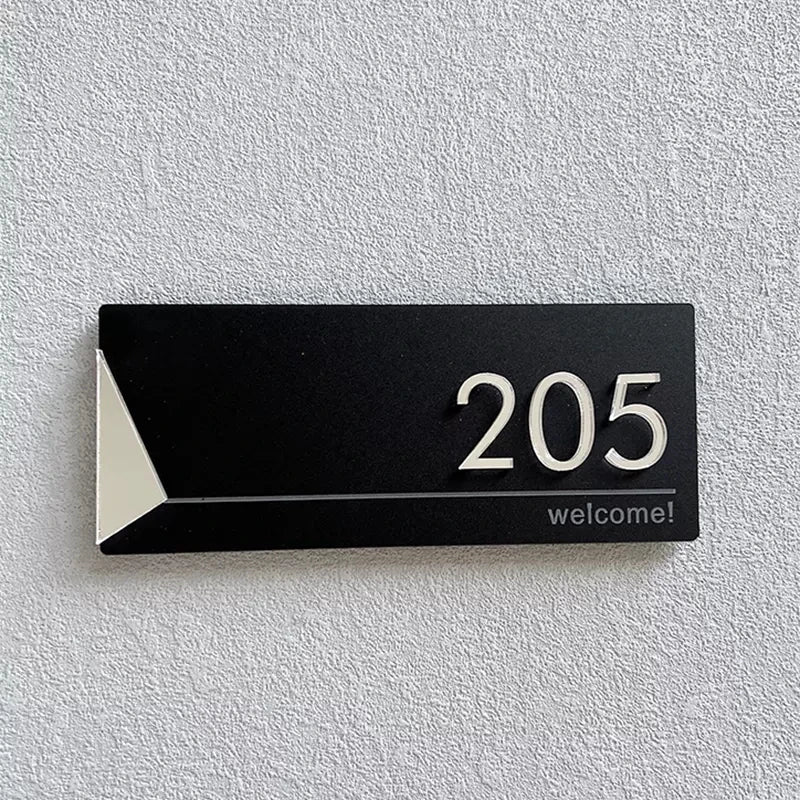 Acrylic Modern Door Plate - Customizable Shop Sign with House Number, Family Name, and Address for Home, Office, or Hotel