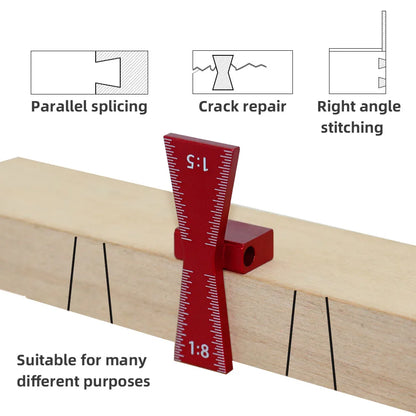 Aluminum Alloy Woodworking Dovetail Marker - Precise Dovetail Marking Template - Includes Multiple Slopes: 1:5, 1:6, 1:8, 1:10