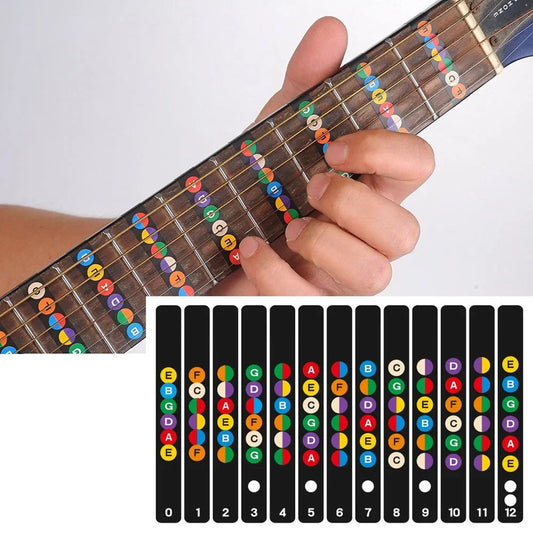 Guitar Fretboard Notes Map Labels Stickers: Fingerboard Fret Decals for 6 String Acoustic Electric Guitar - Guitarra Accessories