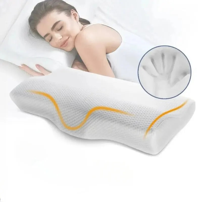 Memory Foam Orthopedic Neck Pillow | Butterfly Shaped Slow Rebound Design | Cervical Support for Bed | Health & Comfort