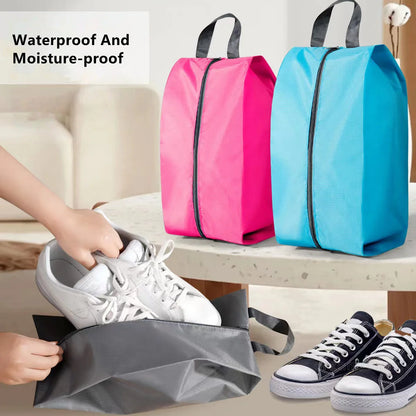 Dustproof Shoes Storage Bags - Travel Portable Nylon Organizer with Sturdy Zipper and Waterproof Pocket