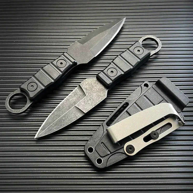 2024 Outdoor Small Straight Utility Knife - High Hardness Survival Knife with K Sheath, Camping EDC Portable Tool