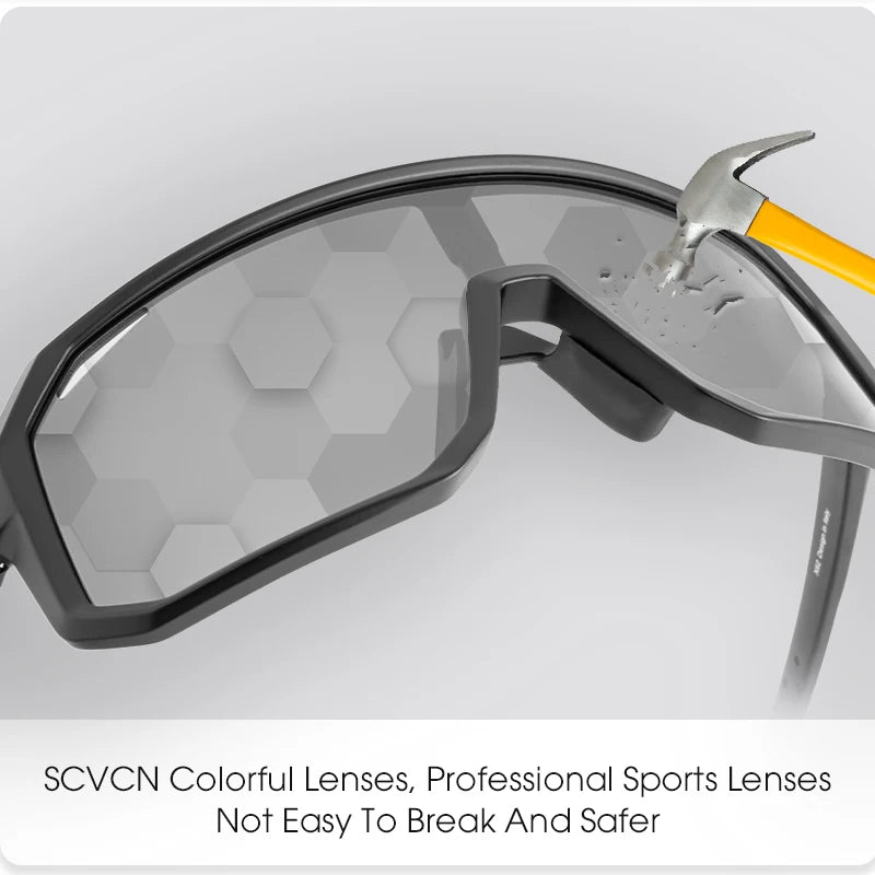 SCVCN Photochromic Cycling Sunglasses UV400 – MTB & Road Bike Goggles for Men & Women